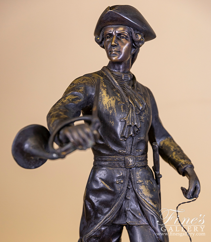 Bronze Statues  - Colonial Man Fox Hunt In Bronze - BS-1046